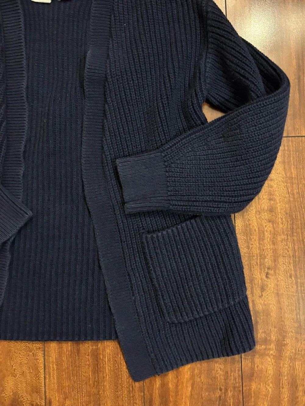 GAP Kids Navy Ribbed Open-Front & Pockets Cardigan